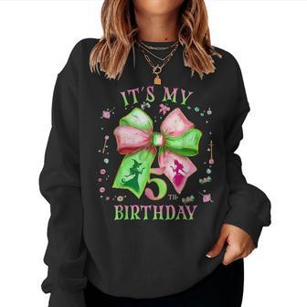 It's My 5Th Birthday Girl Witch Pink And Green 5 Year Old Women Sweatshirt | Seseable UK