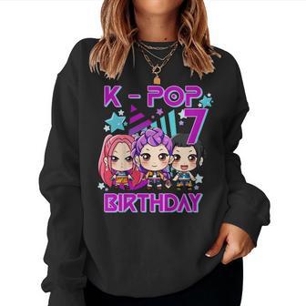 It's My 7Th Birthday Cute Chibi Kpop 7Th Birthday Girl Women Sweatshirt - Thegiftio