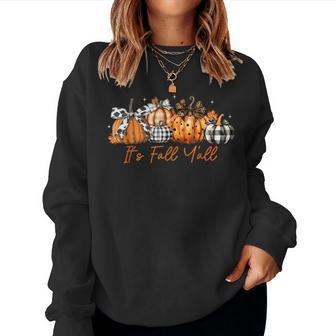 It's Fall Y'all Leopard Pumpkins Plaid Pumpkin Autumn Season Women Sweatshirt - Thegiftio UK