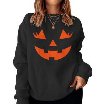 Jack O Lantern Face Girls Pumpkin Halloween Costume Women Sweatshirt - Thegiftio