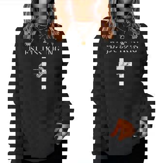 Jesus Is King Christian Religious Cross Faith For Women Women Sweatshirt - Monsterry