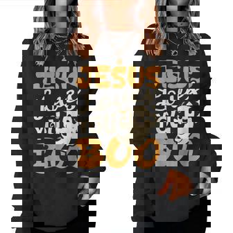 Jesus Loves You Boo Christian Halloween Ghost Women Sweatshirt | Seseable FR