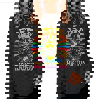 Jesus Revolution Christian Faith Retro Groovy Hippie Flower Women Sweatshirt - Thegiftio