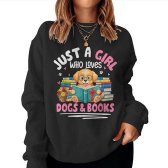 Just A Girl Who Loves Dogs & Books Dog Reading Women Sweatshirt | Seseable CA