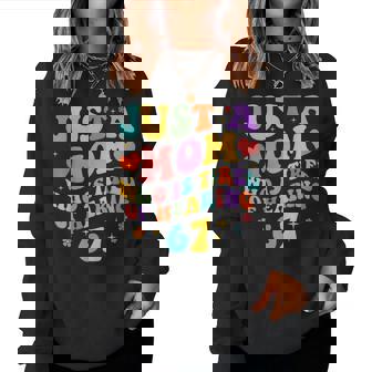 Just A Mom Who Is Tired Of Hearing 67 Six Seven Meme Women Sweatshirt | Seseable UK