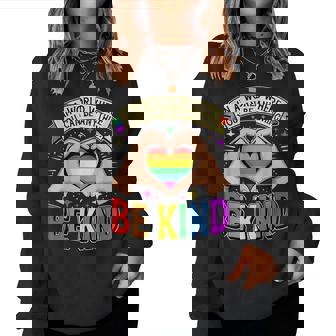 Be Kind Gay Pride Lgbt Cute Rainbow Heart Lgbt-Q Support Women Sweatshirt - Monsterry