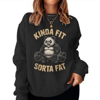 Kinda Fit Sorta Fat Gym Panda Weightlifting Workout Women Sweatshirt - Thegiftio UK