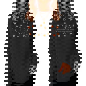 Kindergarten Teacher Pumpkin Autumn Leaves Kinder Team Fall Women Sweatshirt | Seseable FR