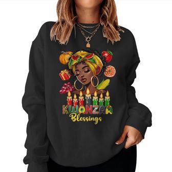 Kwanzaa Blessings Afro American Celebration Black Woman Women Sweatshirt - Thegiftio UK