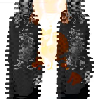 Leopard Turkey With Sunglasses Thanksgiving Women Women Sweatshirt - Thegiftio