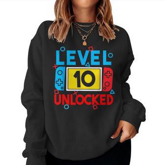 Level 10 Unlocked Gamer 10Th Birthday Video Game Boys Girls Women Sweatshirt - Thegiftio UK