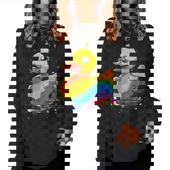Lgbt Lgbtq Rainbow Lgbt Parade Rubber Duck Gay Pride Month Women Sweatshirt - Thegiftio