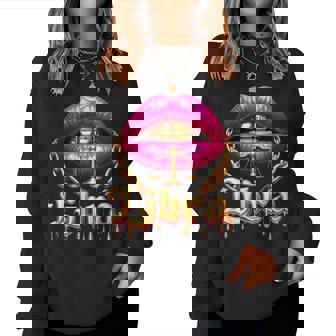 Libra Queens Birthday Pink Lips Afro Girls Libra Zodiac Sign Women Sweatshirt - Monsterry