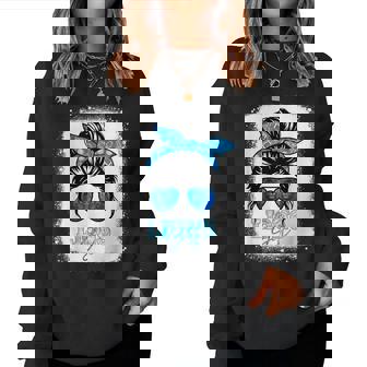 Lions Retro Messy Bun Blue Coquette Women Sweatshirt | Seseable CA