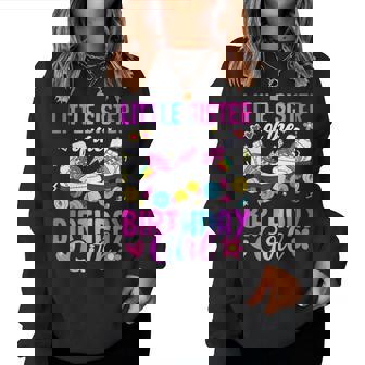 Little Sister Of The Birthday Girl Rolling Skate Bday Family Women Sweatshirt - Thegiftio