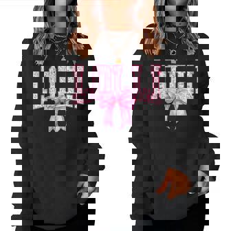 Lolli Floral Toile Pink Water Color Coquette Bow Women Sweatshirt - Monsterry