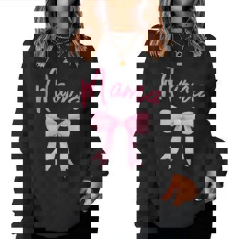 Mama Of The Birthday Girl Pink Coquette Bow Family Matching Women Sweatshirt | Seseable FR