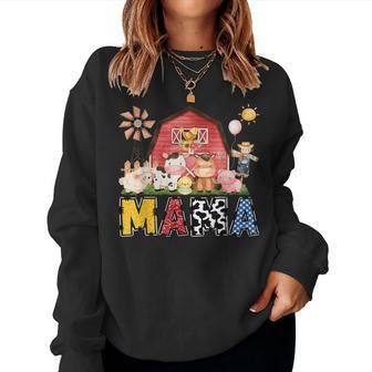 Mama Farm Cow Birthday Boy Matching Family Party Women Sweatshirt - Thegiftio UK