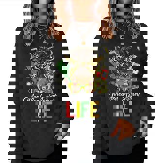 Medical Assistant Messy Bun Afro African History Months Life Women Sweatshirt - Monsterry