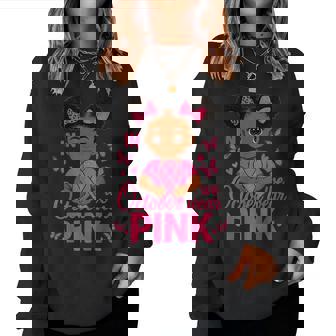 Messy Bun In October We Wear Pink Cute Black Girl Toddlers Women Sweatshirt - Thegiftio