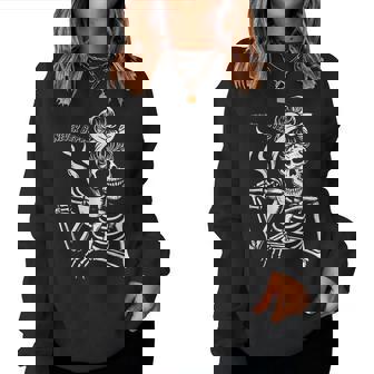 Messy Bun Skeleton Halloween Costume Never Better Women Sweatshirt | Mazezy