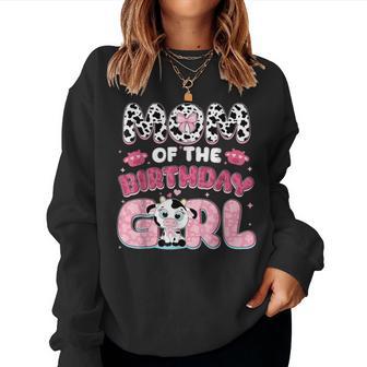 Mom Of The Birthday Girl Farm Cow Family Birthday Decoration Women Sweatshirt - Thegiftio UK