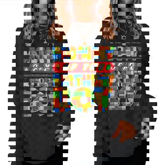 Mom And Dad Mommy Birthday Boy Building Bricks Family Party Women Sweatshirt | Mazezy