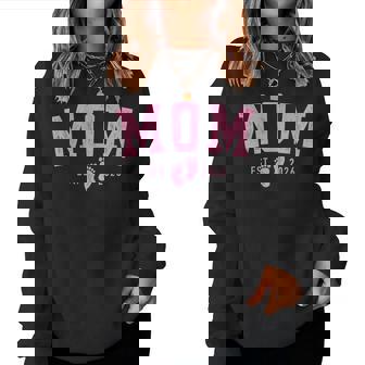 Mom Est 2026 Pink Baby Feet First Time Girl Mommy Women Sweatshirt - Monsterry