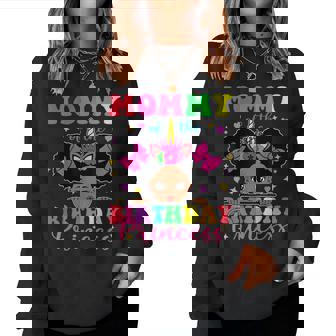 Mommy Of The Birthday Girl Princess Afro Melanin Unicorn Women Sweatshirt - Thegiftio