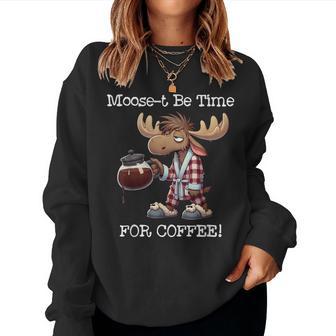 Moose Coffee Time Animal Lovers Pajama Humor Women Sweatshirt - Thegiftio UK
