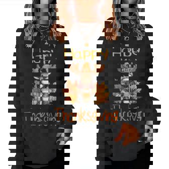 Moose Fall Thanksgiving Happy Thanksgiving Women Sweatshirt - Monsterry