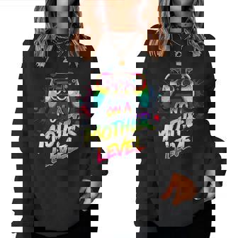 On A Mother Level Up Gamer Mom Retro Controller Women Sweatshirt - Monsterry