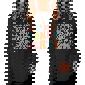 Mother's Day Store Ideas Retro Groovy In My Nonna Era Baby Announcement Small Black Women Sweatshirt - Thegiftio