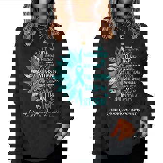 Motivation Cervical Cancer Awareness Sunflower Support Teal Women Sweatshirt - Monsterry