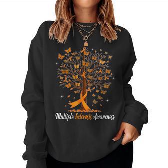 Multiple Sclerosis Awareness Butterfly Orange Ribbon Womens Women Sweatshirt - Thegiftio UK