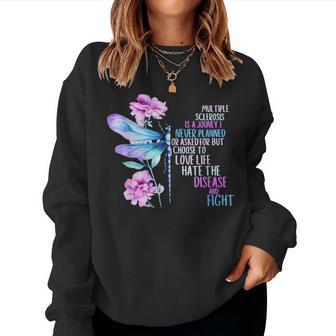 Multiple Sclerosis Awareness Butterfly Ribbon Ms Warrior Women Sweatshirt | Mazezy