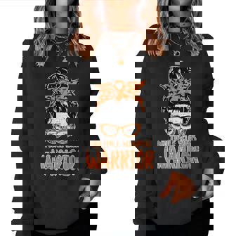 Multiple Sclerosis Warrior Ms Awareness Messy Bun Hair Women Sweatshirt | Mazezy