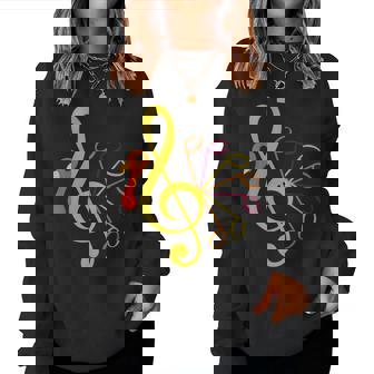 Music Note Symbol Turkey Teacher Fall Thanksgiving Autumn Women Sweatshirt | Mazezy