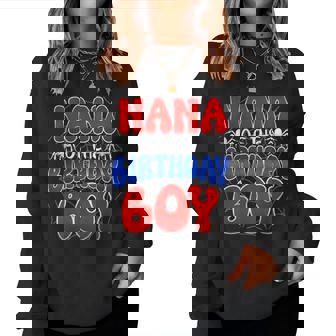 Nana Of The Birthday Boy Costume Spider Web Birthday Party Women Sweatshirt - Thegiftio