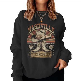 Nashville Music City Tennessee Rock Country Women Sweatshirt - Seseable