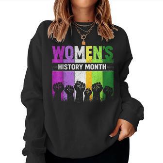 National History Month March Fist Retro Vintage Women Sweatshirt | Mazezy