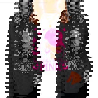 In October We Wear Pink Black Breast Cancer Awareness Women Sweatshirt | Mazezy