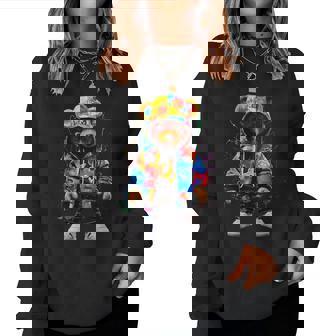 Oso De Peluche Colorido Hip-Hop Con Gráfico Con Capucha Cuello Sudadera Mujer - Regaloses