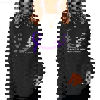 Pancreatic Cancer Awareness Ribbon Purple Butterfly Support Women Sweatshirt | Mazezy