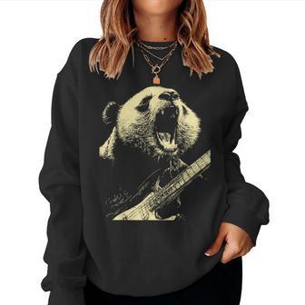 Panda Avec Guitare Rocker Guitariste Animal Punk Rock Grunge Sweat-shirt pour femme - Cadeauxyz
