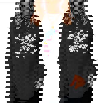 Patriotic American Pirate Usa Flag Women Sweatshirt - Monsterry