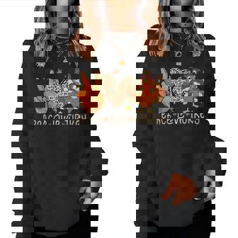 Peace Love Turkey Pilgrim Thanksgiving For Girls Women Sweatshirt | Mazezy