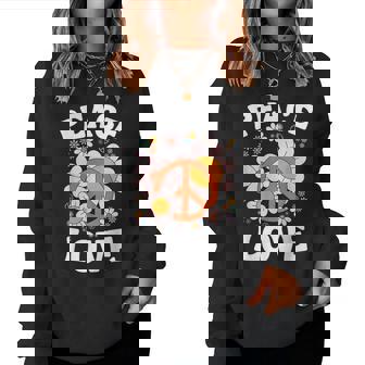 Peace Sign Love T 60S 70S Groovy Hippie Costume Women Sweatshirt - Monsterry