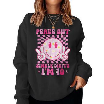 Peace Single Digits I'm 10 Smile Face For Birthday Girls Women Sweatshirt - Thegiftio