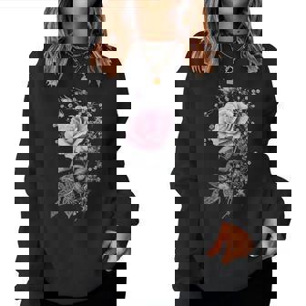 Pink Rose Flower Botanist Garden Flower Rose Women Sweatshirt - Monsterry